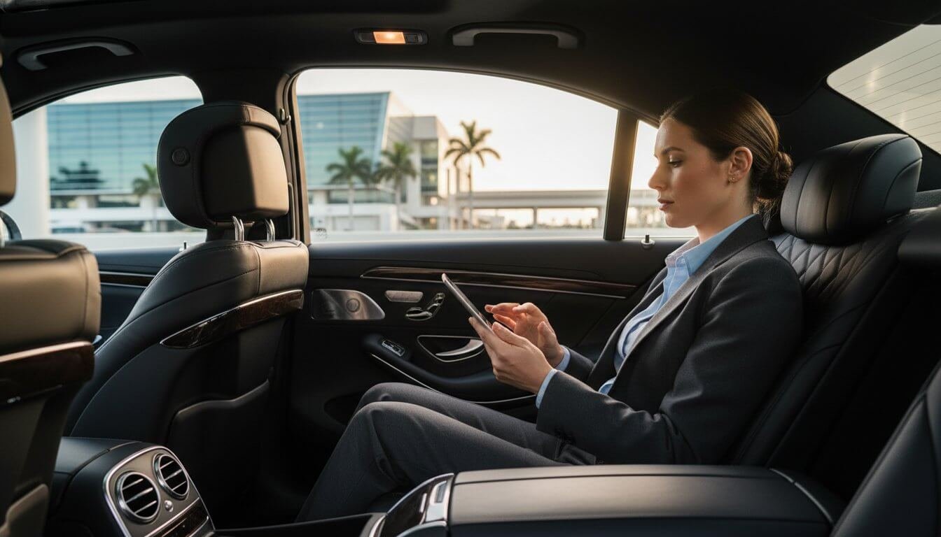 LEEMO licensed chauffeur meeting a client for a Pembroke Pines airport transfer