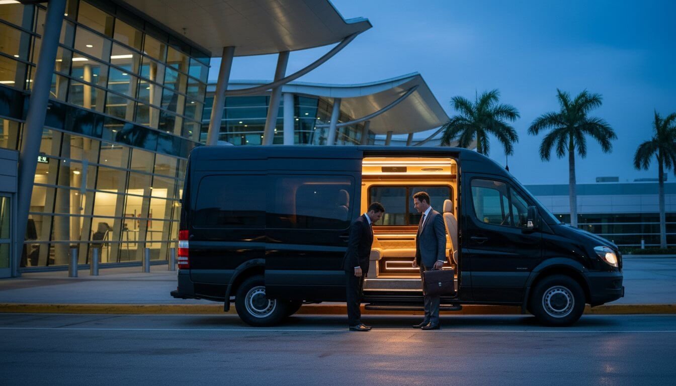 Miami Airport Private Shuttle Professional Ground Transportation Guide 2026 Hero Image Miami Airport Chauffeur Service LEEMO private group shuttle and Sprinter van for Miami airport ground transportation