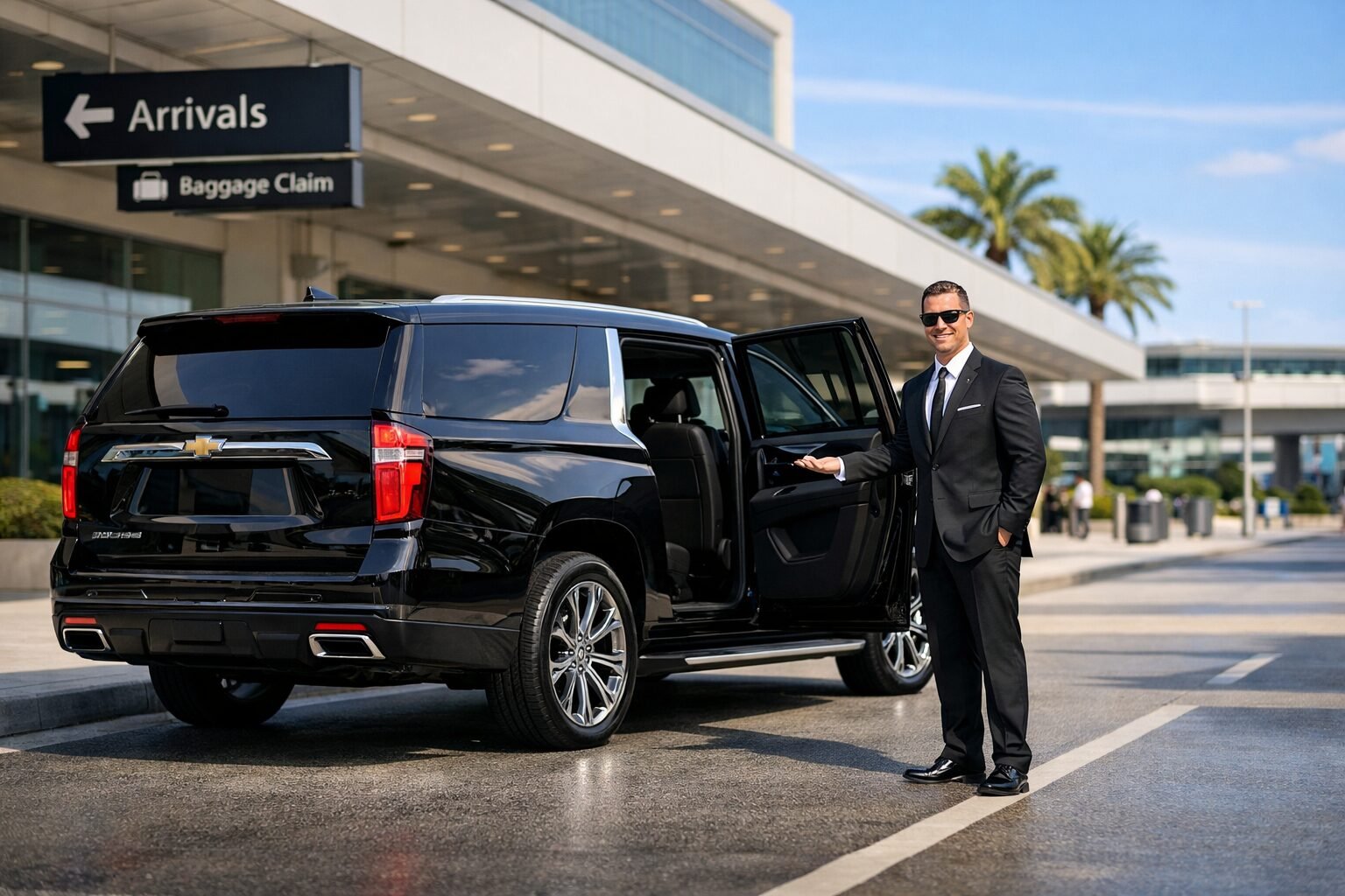 Weston to FLL car service with luxury chauffeur 2025 Suburban Luxury FIFA World Cup Transportation in Miami LEEMO chauffeur at Miami airport arrivals with luxury black SUV