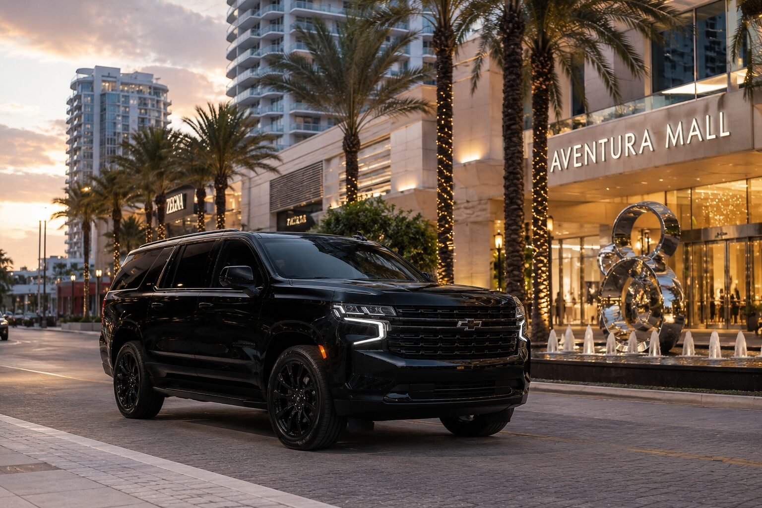 Black SUV Aventura MAll Aventura Car Service LEEMO black SUV at Aventura Mall — professional car service Aventura FL